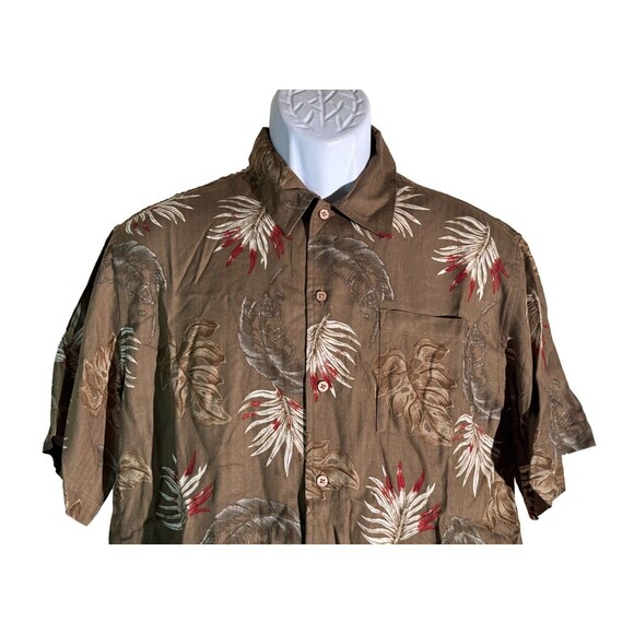 FIRST WAVE Men's Short Sleeve Button Down Floral Hawaiian Shirt Brown Size 18 - Picture 2 of 5